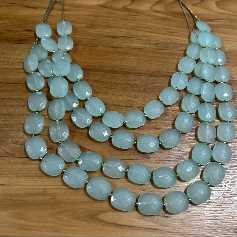 Chic Multi-Strand Mint Beaded Statement Necklace - image 2